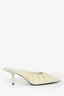 Studio Cream Patent Ruched Heeled Mules Size 38