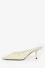 Studio Cream Patent Ruched Heeled Mules Size 38