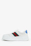 Gucci White Perforated Leather Web Chunky Sneakers Size 38.5 Mens