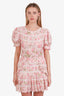 LoveShackFancy Pink Cotton Floral 'Augustine' Mini Dress Size S with Tags