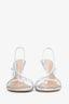 Gianvito Rossi Silver Leather Slingback Strappy Heels Size 37.5
