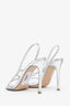 Gianvito Rossi Silver Leather Slingback Strappy Heels Size 37.5