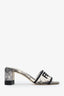Fendi Grey Canvas Tye Dye Heeled Mules Size 37.5