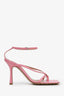 Bottega Veneta Pink Leather Strappy Heeled Sandals Size 37.5