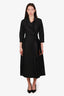 Max Mara Black Cotton Belted Midi Dress Size 10