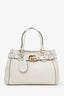 Gucci White Smooth Leather GG Running Medium Tote Bag