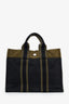 Hermes Navy/Green Canvas Fourre Tout PM Tote