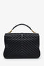 Saint Laurent Black Chevron Leather Medium College Bag With Chain