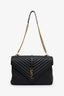 Saint Laurent Black Chevron Leather Medium College Bag With Chain