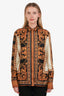 Versace AW18 Runway Yellow/White Silk Wild Leopard Barocco Print Shirt Size 44