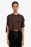 Fendi Brown  FF Monogram Zucca Logo Crop Top Size L