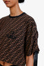 Fendi Brown  FF Monogram Zucca Logo Crop Top Size L