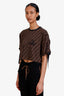 Fendi Brown  FF Monogram Zucca Logo Crop Top Size L