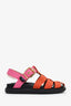 Marni Pink/Orange Canvas 'Gladiator'Mary Jane Sandals Size 36