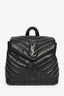 Saint Laurent 2017 Black Chevron Leather Loulou Backpack