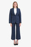 Gucci Blue Linen/Cotton Denim GG Supreme Suit Set Blazer + Pants Size 40