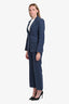 Gucci Blue Linen/Cotton Denim GG Supreme Suit Set Blazer + Pants Size 40
