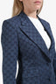 Gucci Blue Linen/Cotton Denim GG Supreme Suit Set Blazer + Pants Size 40