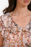 Zimmermann Pink/Blue Floral Sleeveless Ruffle Blouse Size 3