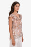 Zimmermann Pink/Blue Floral Sleeveless Ruffle Blouse Size 3