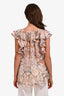 Zimmermann Pink/Blue Floral Sleeveless Ruffle Blouse Size 3
