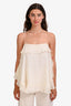 Zimmerman Cream Silk Sleeveless Polkadot Ruffle Top Size 2