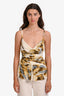 Roberto Cavalli Cream/Brown Cowl Neck Sleeveless Top 44