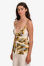 Roberto Cavalli Cream/Brown Cowl Neck Sleeveless Top 44
