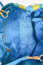 Prada Blue/Green Nylon Gold Grommet Woven Bag With Strap