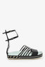 Fendi Black Leather Crocodile Cage Flat Sandals Size 37