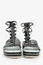 Fendi Black Leather Crocodile Cage Flat Sandals Size 37