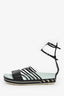Fendi Black Leather Crocodile Cage Flat Sandals Size 37