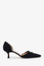 Manolo Blahnik Black Satin Ruffle Pointed Toe Heels Size 38.5
