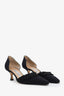 Manolo Blahnik Black Satin Ruffle Pointed Toe Heels Size 38.5