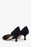 Manolo Blahnik Black Satin Ruffle Pointed Toe Heels Size 38.5