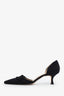 Manolo Blahnik Black Satin Ruffle Pointed Toe Heels Size 38.5