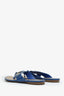Louis Vuitton Blue Patent Leather Flip Flops Size 38