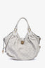 Louis Vuitton Light Grey Leather Mahina XL Hobo Bag