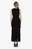 Sandro Black Pearl Embellished Fringe Hem Maxi Sleeveless Dress Size 38