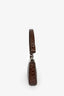 By Far Brown Leather Croc Embossed Shoulder Bag