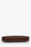By Far Brown Leather Croc Embossed Shoulder Bag