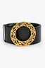 Celine Vintage Black Leather Circle Buckle Belt Size 70