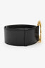 Celine Vintage Black Leather Circle Buckle Belt Size 70