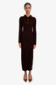 Khaite Brown Ribbed Cashmere "Hans" Maxi Polo Dress Size Small