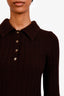 Khaite Brown Ribbed Cashmere "Hans" Maxi Polo Dress Size Small