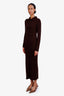 Khaite Brown Ribbed Cashmere "Hans" Maxi Polo Dress Size Small