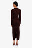Khaite Brown Ribbed Cashmere "Hans" Maxi Polo Dress Size Small