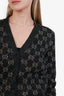 Gucci Black/Silver Cotton Knit Jacquard Cardigan Size XS