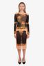 Jean Paul Gautier Black/Beige Printed Fleurs Petit Grand Dress Size S