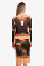 Jean Paul Gautier Black/Beige Printed Fleurs Petit Grand Dress Size S